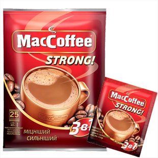 Кавовий напій MacCoffee Strong 3в1 25 сашетів x 16г maccoffee-strong-25 фото